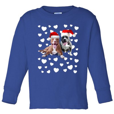 Christmas Pitties Santa Hat Holiday Pitbull Dog Mom Dad Xmas Meaningful Gift Toddler Long Sleeve Shirt