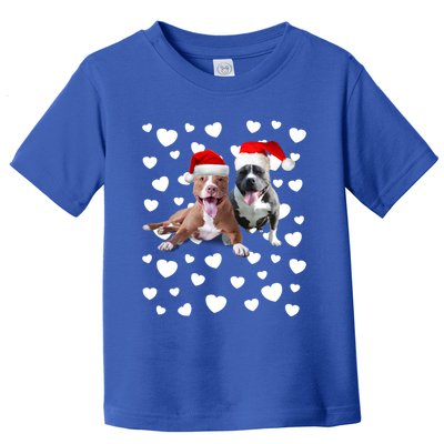 Christmas Pitties Santa Hat Holiday Pitbull Dog Mom Dad Xmas Meaningful Gift Toddler T-Shirt