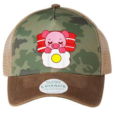 Cute Pig Sleeping On Bacon Pillow & Egg Blanket Art On Back .Png Legacy Tie Dye Trucker Hat