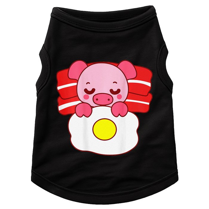 Cute Pig Sleeping On Bacon Pillow & Egg Blanket Art On Back .Png Doggie Tank