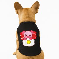 Cute Pig Sleeping On Bacon Pillow & Egg Blanket Art On Back .Png Doggie Tank