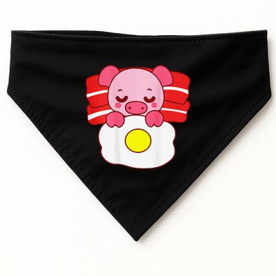 Cute Pig Sleeping On Bacon Pillow & Egg Blanket Art On Back .Png USA-Made Doggie Bandana