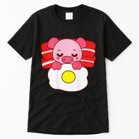 Cute Pig Sleeping On Bacon Pillow & Egg Blanket Art On Back .Png Tall T-Shirt