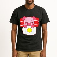 Cute Pig Sleeping On Bacon Pillow & Egg Blanket Art On Back .Png Tall T-Shirt