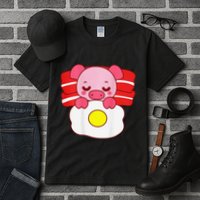 Cute Pig Sleeping On Bacon Pillow & Egg Blanket Art On Back .Png Tall T-Shirt