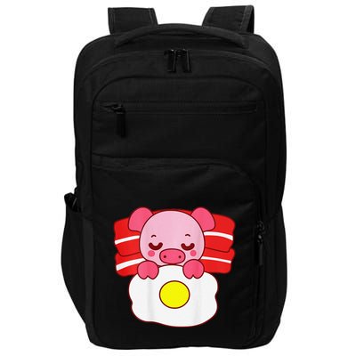 Cute Pig Sleeping On Bacon Pillow & Egg Blanket Art On Back .Png Impact Tech Backpack