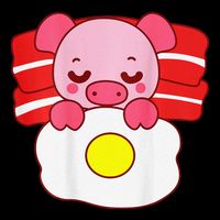 Cute Pig Sleeping On Bacon Pillow & Egg Blanket Art On Back .Png Impact Tech Backpack