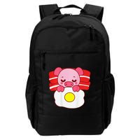 Cute Pig Sleeping On Bacon Pillow & Egg Blanket Art On Back .Png Backpack