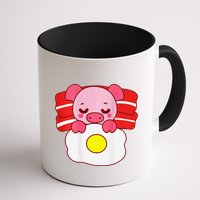 Cute Pig Sleeping On Bacon Pillow & Egg Blanket Art On Back .Png Mug