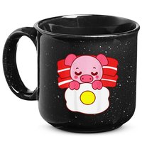 Cute Pig Sleeping On Bacon Pillow & Egg Blanket Art On Back .Png 15oz Campfire Ceramic Mug