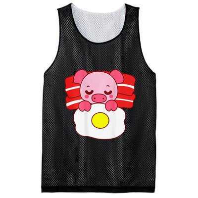 Cute Pig Sleeping On Bacon Pillow & Egg Blanket Art On Back .Png Mesh Reversible Basketball Jersey Tank