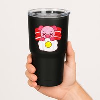 Cute Pig Sleeping On Bacon Pillow & Egg Blanket Art On Back .Png Tumbler