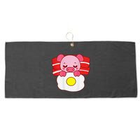 Cute Pig Sleeping On Bacon Pillow & Egg Blanket Art On Back .Png Large Microfiber Waffle Golf Towel