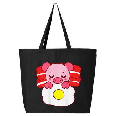 Cute Pig Sleeping On Bacon Pillow & Egg Blanket Art On Back .Png 25L Jumbo Tote