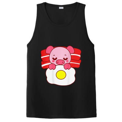 Cute Pig Sleeping On Bacon Pillow & Egg Blanket Art On Back .Png PosiCharge Competitor Tank