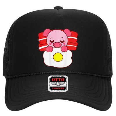 Cute Pig Sleeping On Bacon Pillow & Egg Blanket Art On Back .Png Trucker Hat