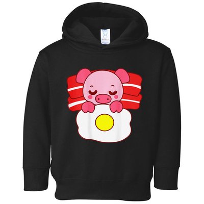 Cute Pig Sleeping On Bacon Pillow & Egg Blanket Art On Back .Png Toddler Hoodie