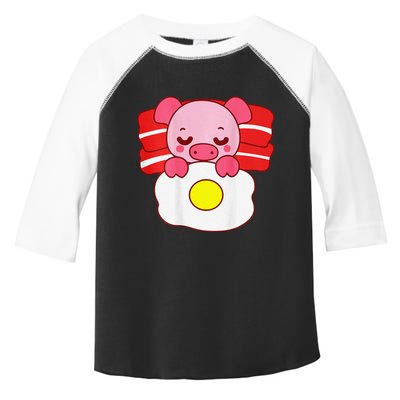 Cute Pig Sleeping On Bacon Pillow & Egg Blanket Art On Back .Png Toddler Fine Jersey T-Shirt