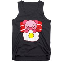 Cute Pig Sleeping On Bacon Pillow & Egg Blanket Art On Back .Png Tank Top