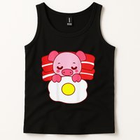 Cute Pig Sleeping On Bacon Pillow & Egg Blanket Art On Back .Png Tank Top