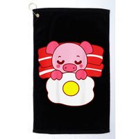 Cute Pig Sleeping On Bacon Pillow & Egg Blanket Art On Back .Png Golf Towel