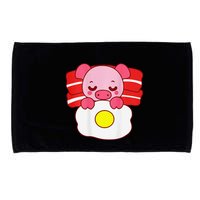 Cute Pig Sleeping On Bacon Pillow & Egg Blanket Art On Back .Png Microfiber Hand Towel