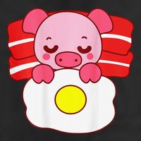 Cute Pig Sleeping On Bacon Pillow & Egg Blanket Art On Back .Png Microfiber Hand Towel