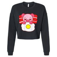 Cute Pig Sleeping On Bacon Pillow & Egg Blanket Art On Back .Png Cropped Pullover Crew