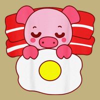 Cute Pig Sleeping On Bacon Pillow & Egg Blanket Art On Back .Png Cooling Performance Crew T-Shirt