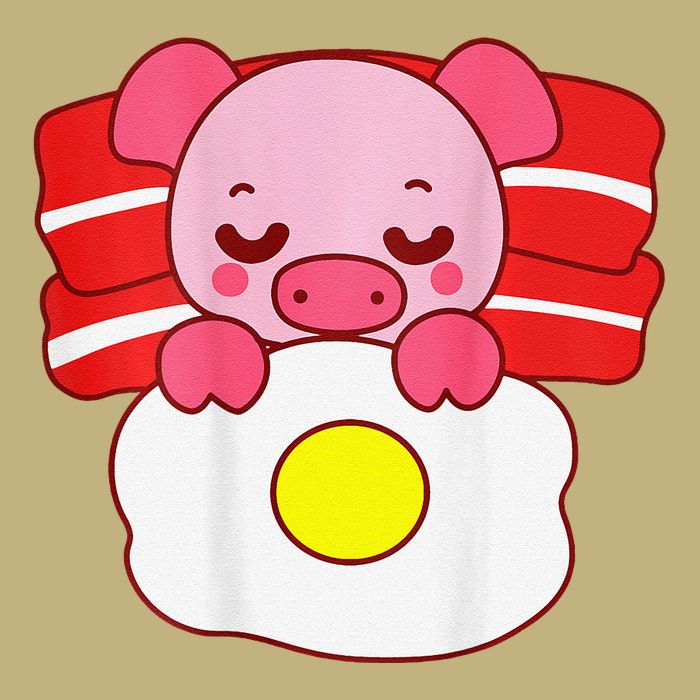 Cute Pig Sleeping On Bacon Pillow & Egg Blanket Art On Back .Png Cooling Performance Crew T-Shirt