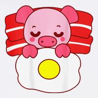 Cute Pig Sleeping On Bacon Pillow & Egg Blanket Art On Back .Png Garment-Dyed Sweatshirt