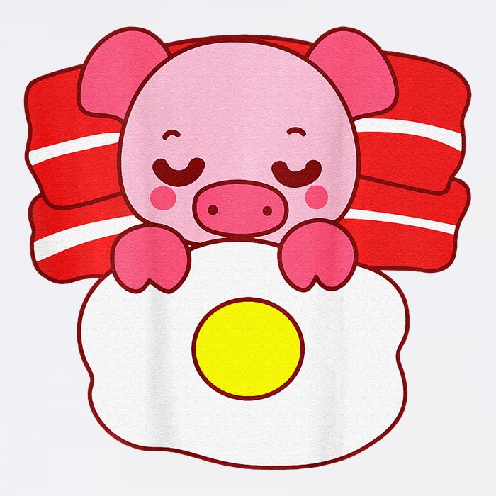 Cute Pig Sleeping On Bacon Pillow & Egg Blanket Art On Back .Png Garment-Dyed Sweatshirt