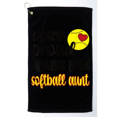 Crazy Proud Softball Aunt Softball Auntie Platinum Collection Golf Towel