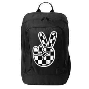 Checkered Peace Sign 60s 70s 80s Race Car Gamer Boy City Backpack