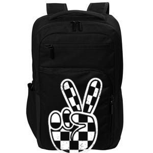 Checkered Peace Sign 60s 70s 80s Race Car Gamer Boy Impact Tech Backpack