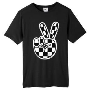 Checkered Peace Sign 60s 70s 80s Race Car Gamer Boy Tall Fusion ChromaSoft Performance T-Shirt