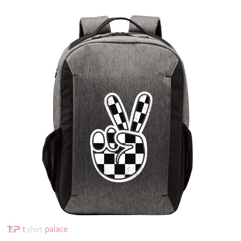 Checkered Peace Sign 60s 70s 80s Race Car Gamer Boy Vector Backpack