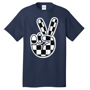 Checkered Peace Sign 60s 70s 80s Race Car Gamer Boy Tall T-Shirt