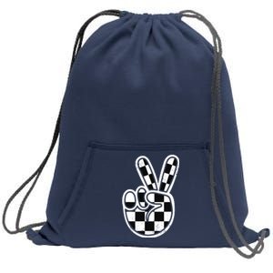 Checkered Peace Sign 60s 70s 80s Race Car Gamer Boy Sweatshirt Cinch Pack Bag