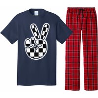 Checkered Peace Sign 60s 70s 80s Race Car Gamer Boy Pajama Set