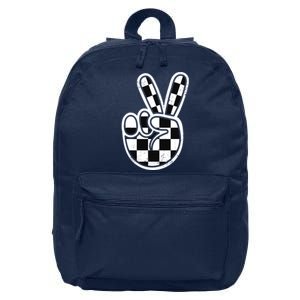 Checkered Peace Sign 60s 70s 80s Race Car Gamer Boy 16 in Basic Backpack