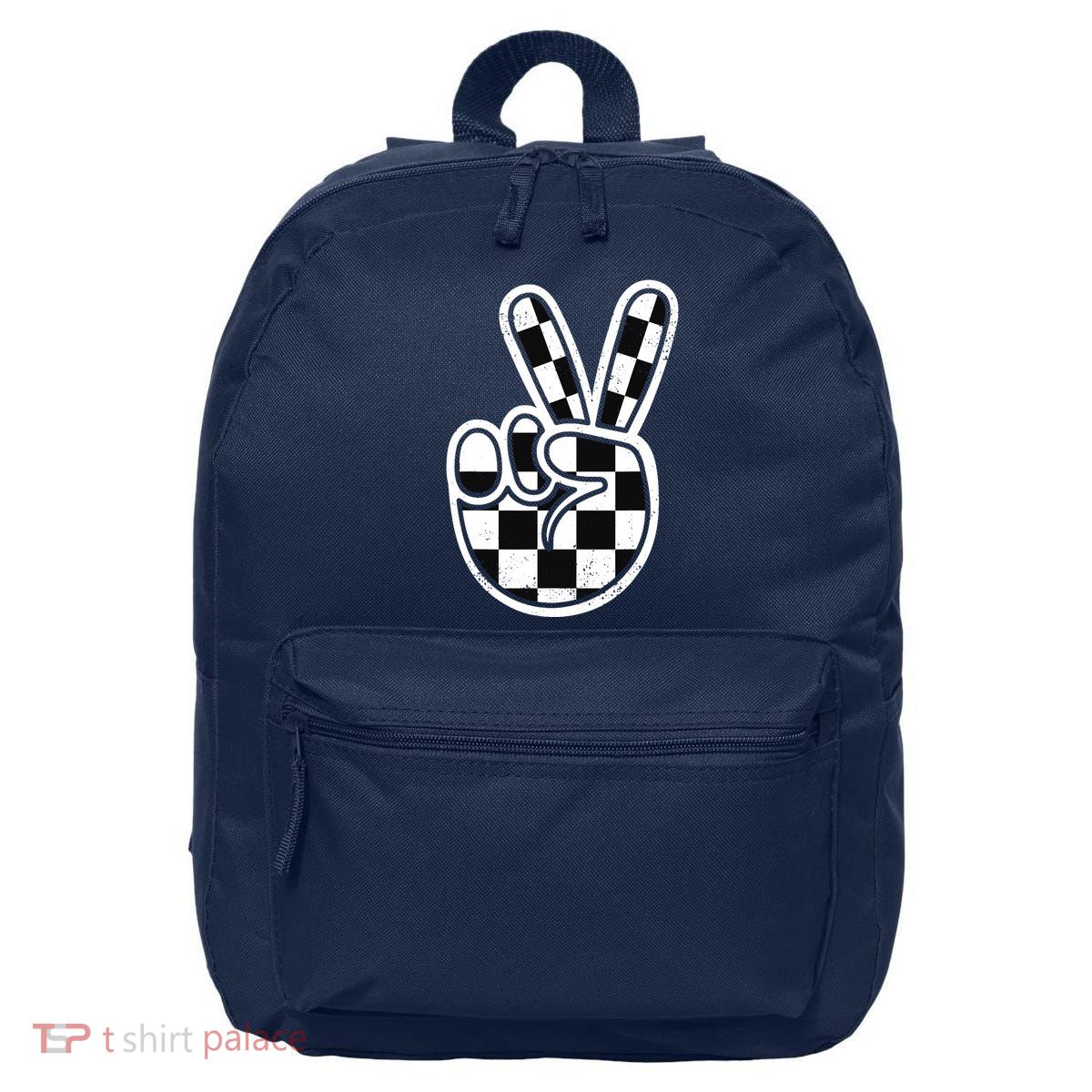 Checkered Peace Sign 60s 70s 80s Race Car Gamer Boy 16 in Basic Backpack