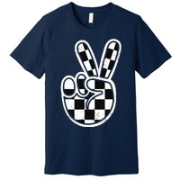 Checkered Peace Sign 60s 70s 80s Race Car Gamer Boy Premium T-Shirt