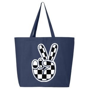 Checkered Peace Sign 60s 70s 80s Race Car Gamer Boy 25L Jumbo Tote