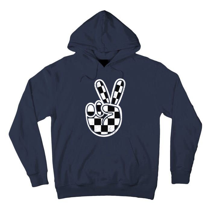 Checkered Peace Sign 60s 70s 80s Race Car Gamer Boy Tall Hoodie