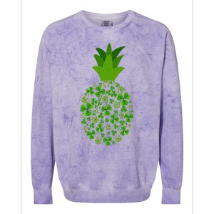 Cute Pineapple Shamrock Leaf Clover Saint Patrick's Day Colorblast Crewneck Sweatshirt