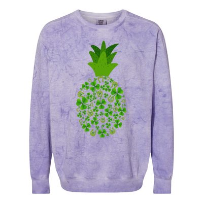 Cute Pineapple Shamrock Leaf Clover Saint Patrick's Day Colorblast Crewneck Sweatshirt