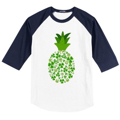 Cute Pineapple Shamrock Leaf Clover Saint Patrick's Day Baseball Sleeve Shirt