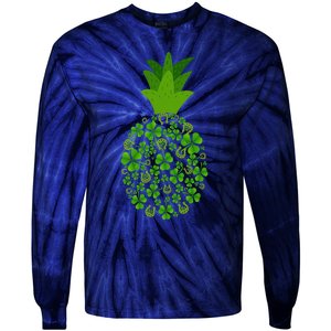 Cute Pineapple Shamrock Leaf Clover Saint Patrick's Day Tie-Dye Long Sleeve Shirt