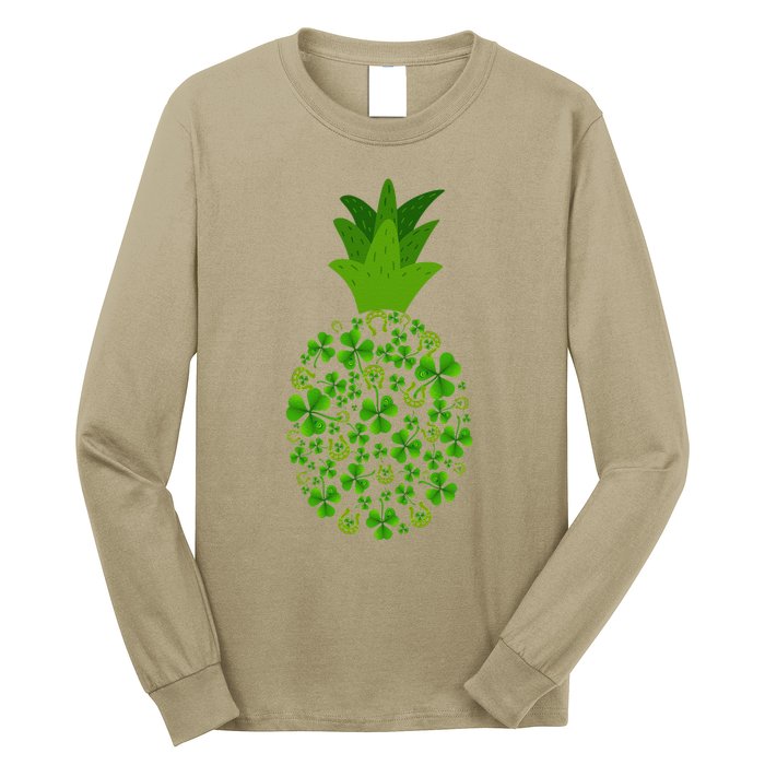 Cute Pineapple Shamrock Leaf Clover Saint Patrick's Day Long Sleeve Shirt